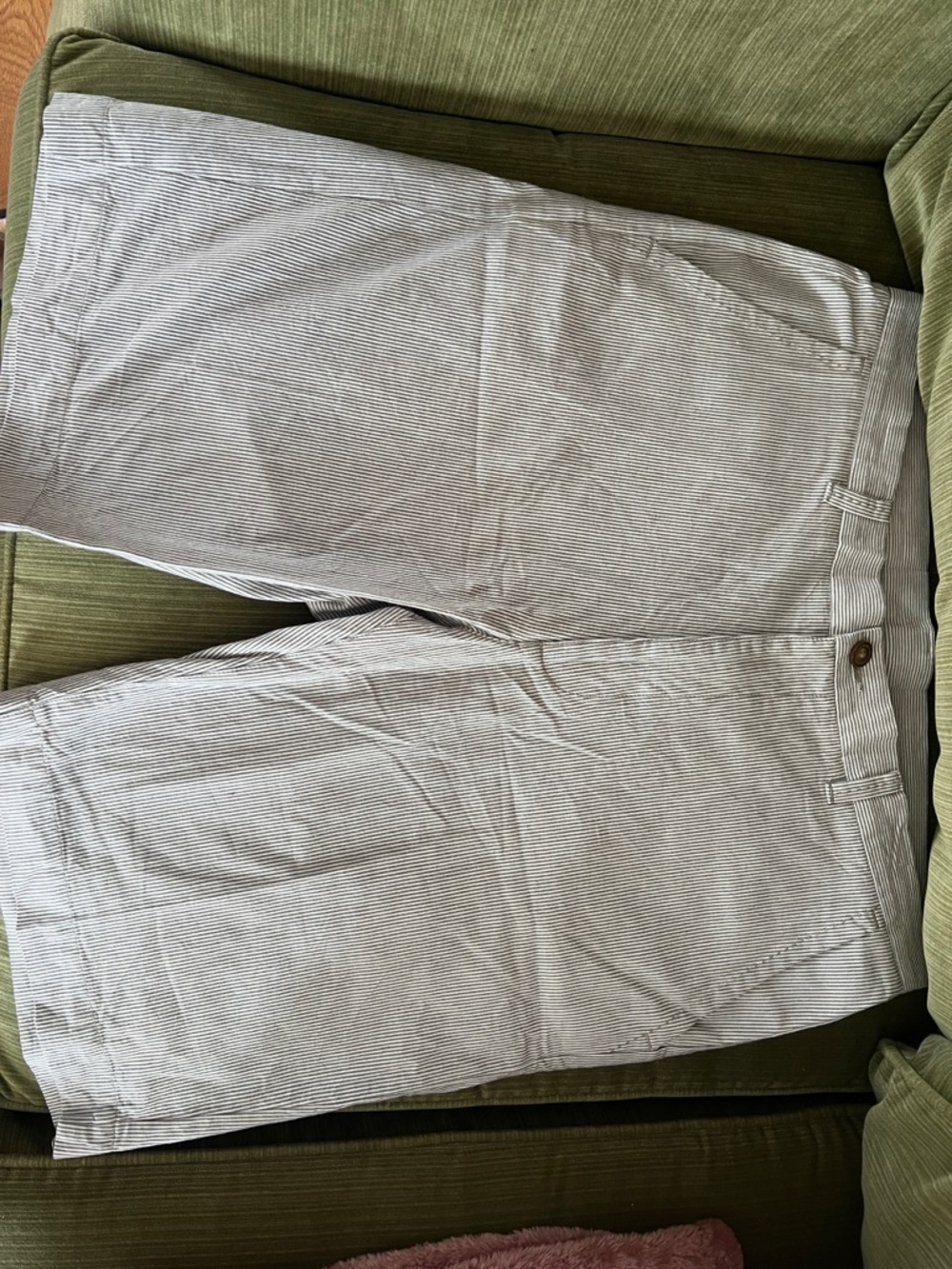 100% cotton Men's Lightweight Seersucker Pants - White Navy Pinstripe size 36